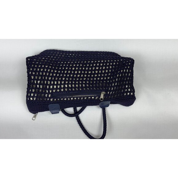 The Sak Navy Crochet Tote Bag With Zipper Pocket & Shoulder Straps - Picture 10 of 16